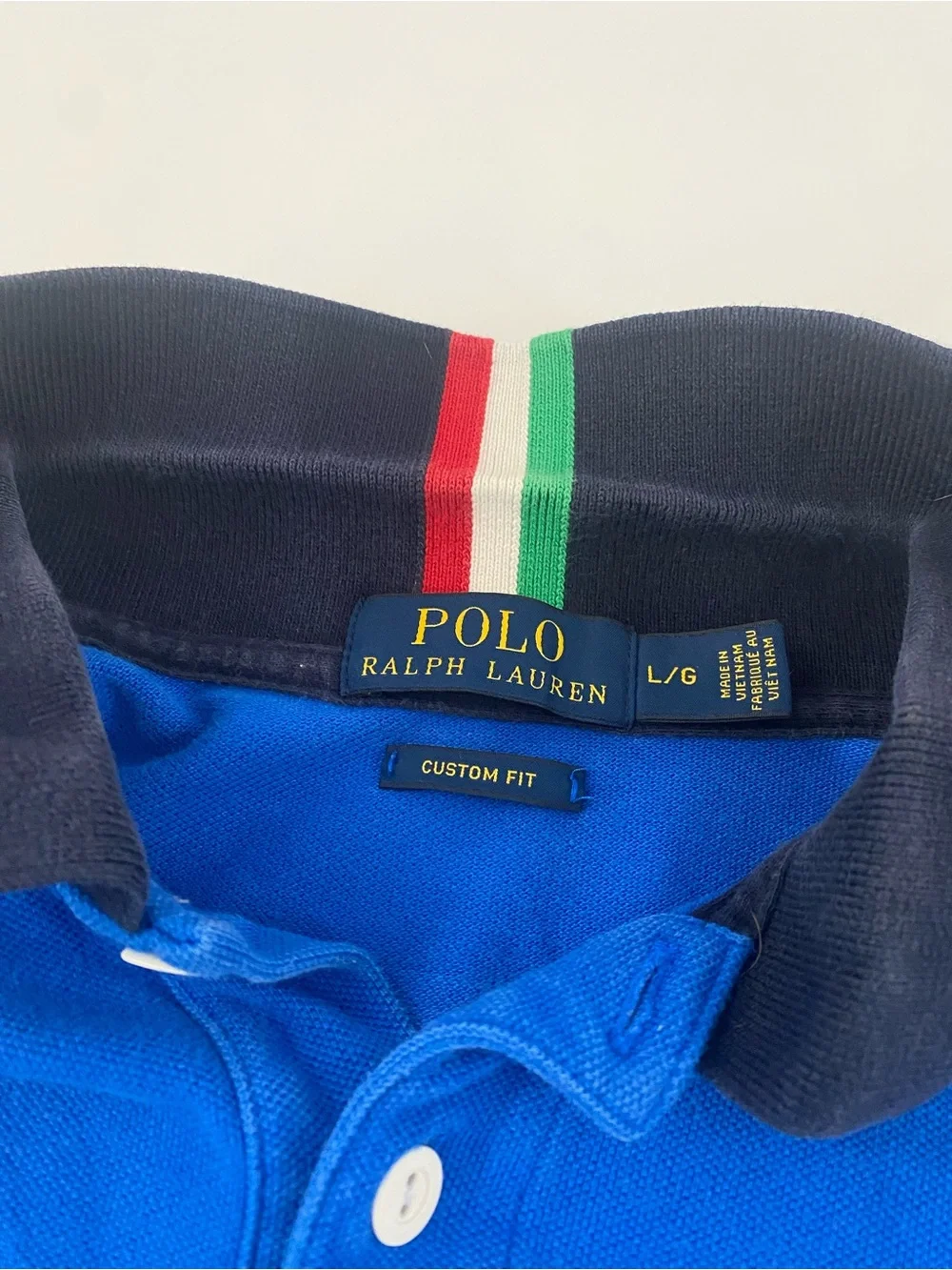POLO by Ralph Lauren Italia Polo Shirt Blue Custom Shirt Size Large